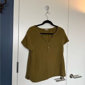 GAP Green Fitted Buttoned Short Sleeve Blouse
